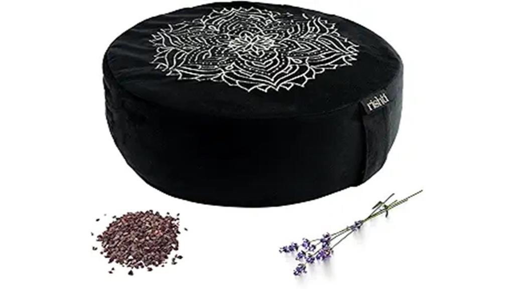 black velvet embroidered cushion