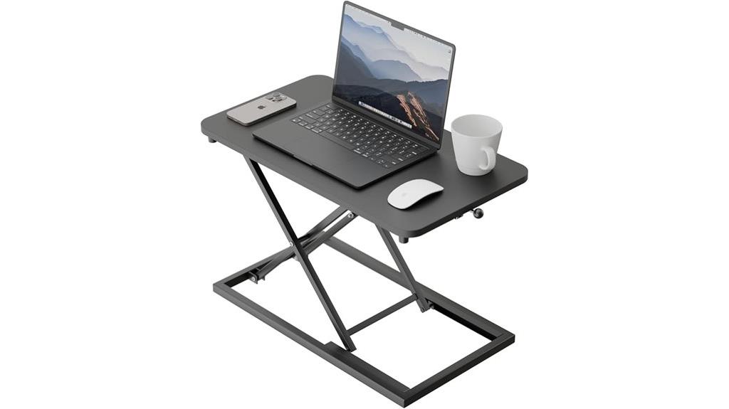 blue height adjustable desk