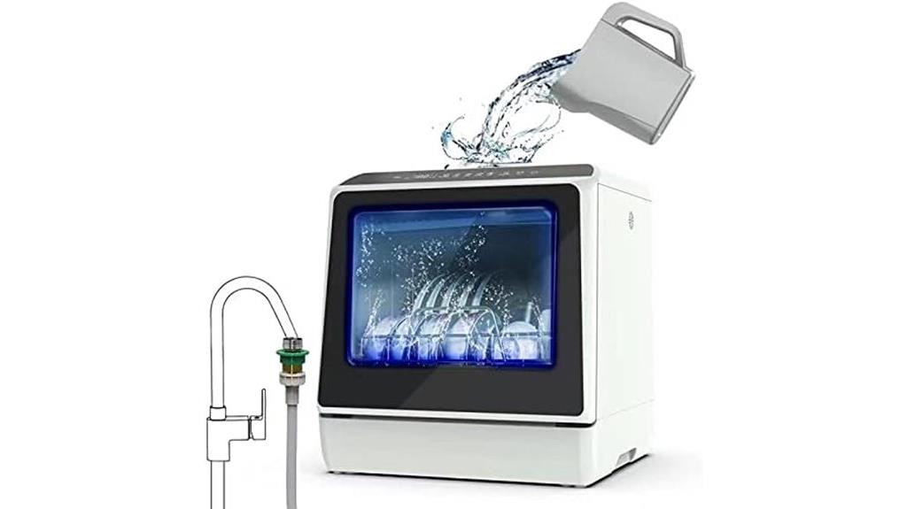 compact countertop dishwasher with five programs