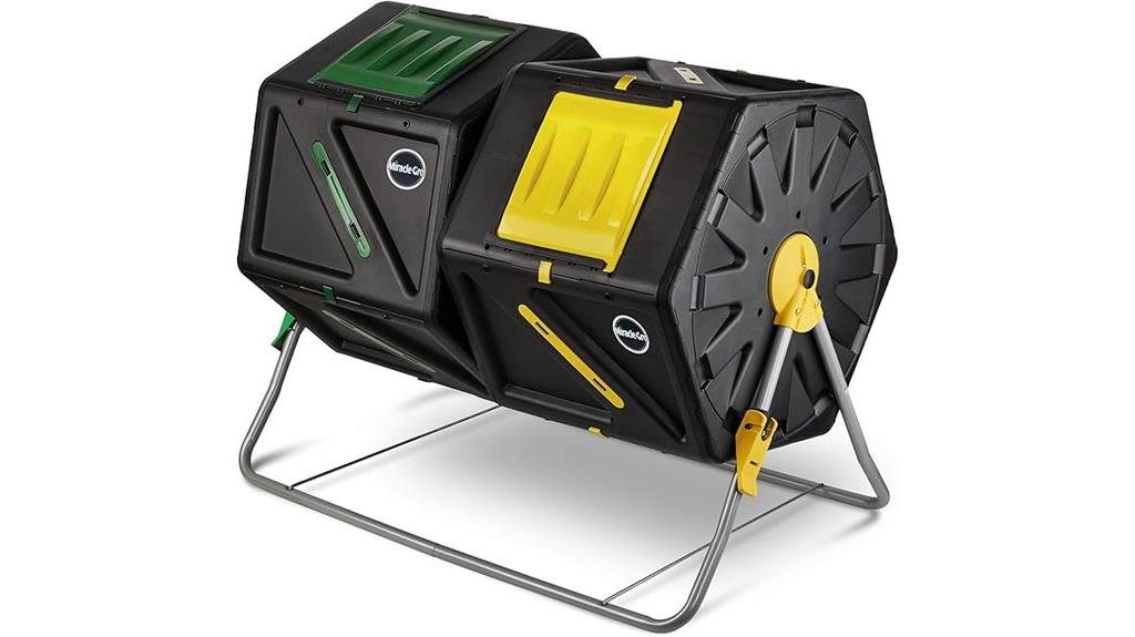 composting tumbler with dual chambers