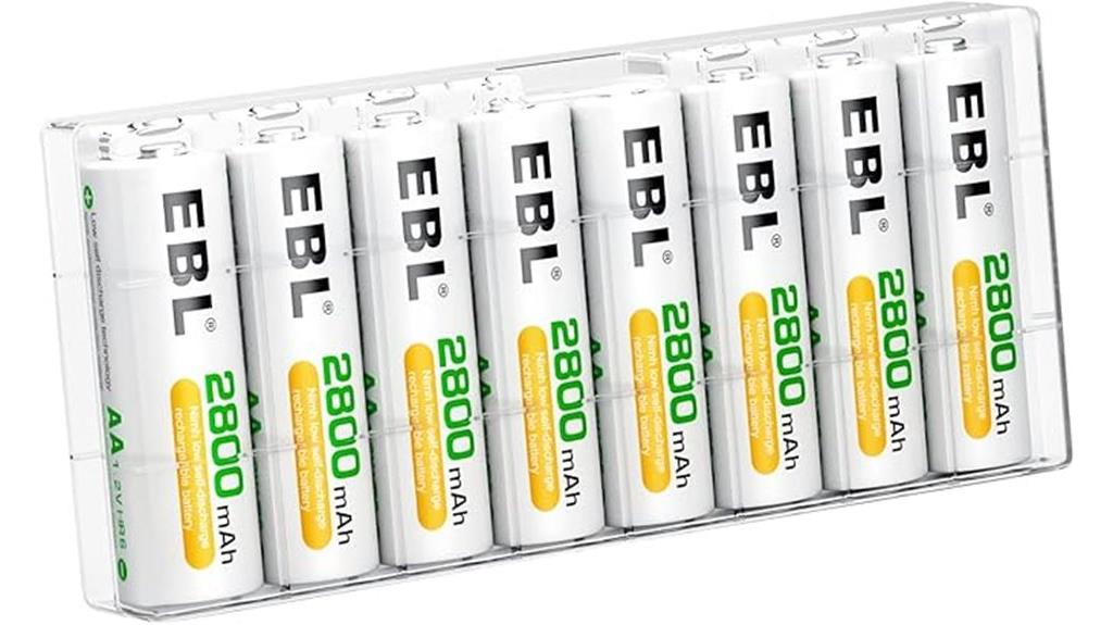 eight 2800mah rechargeable batteries