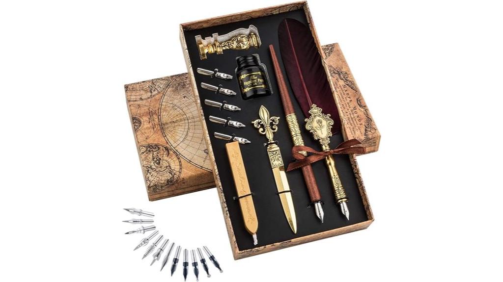 elegant feather pen set