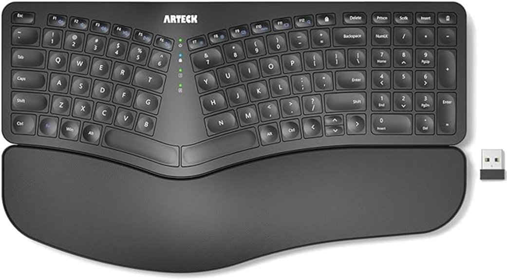 ergonomic wireless keyboard with wrist rest