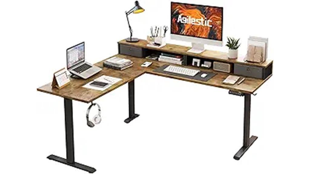 l shaped electric desk