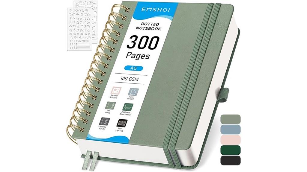 light green spiral notebook