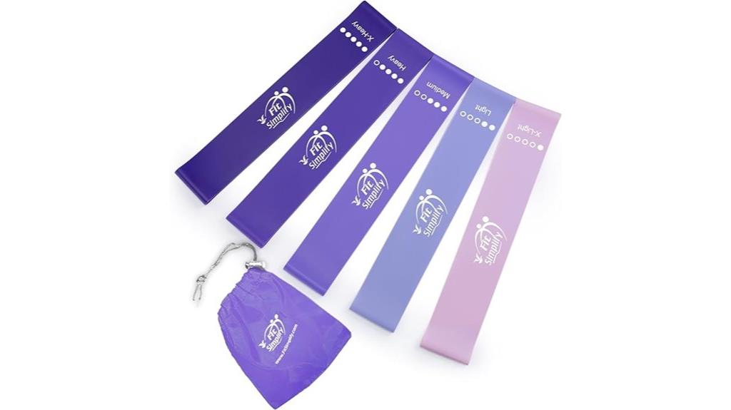 set of five resistance bands