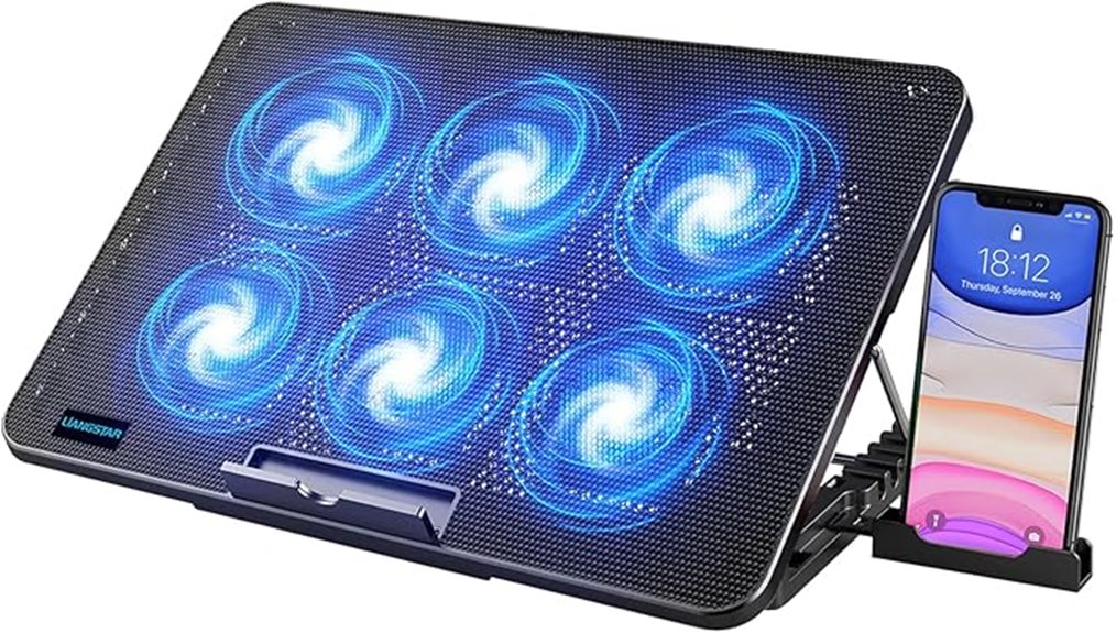 six fan adjustable cooling pad