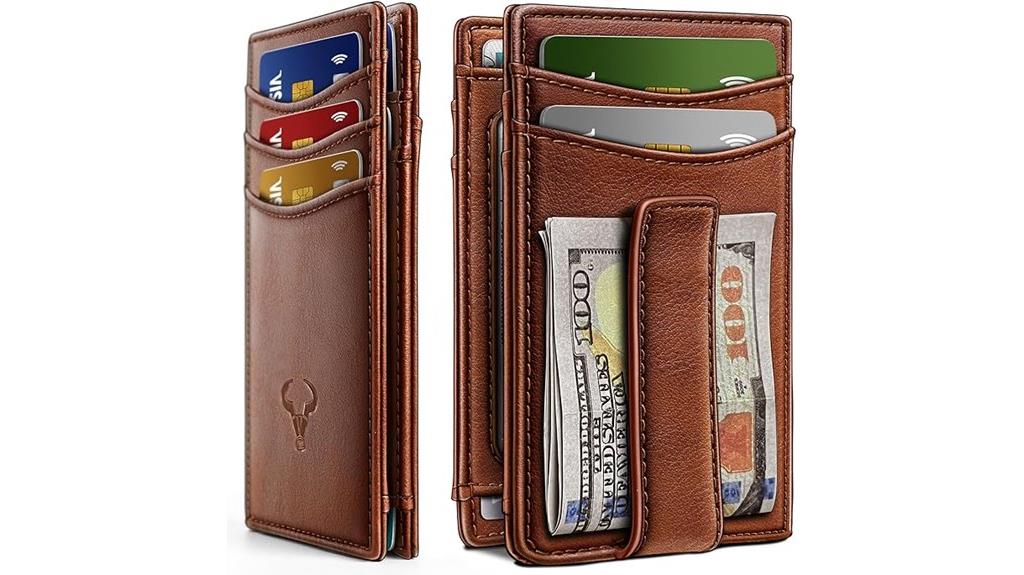 slim leather wallet closure