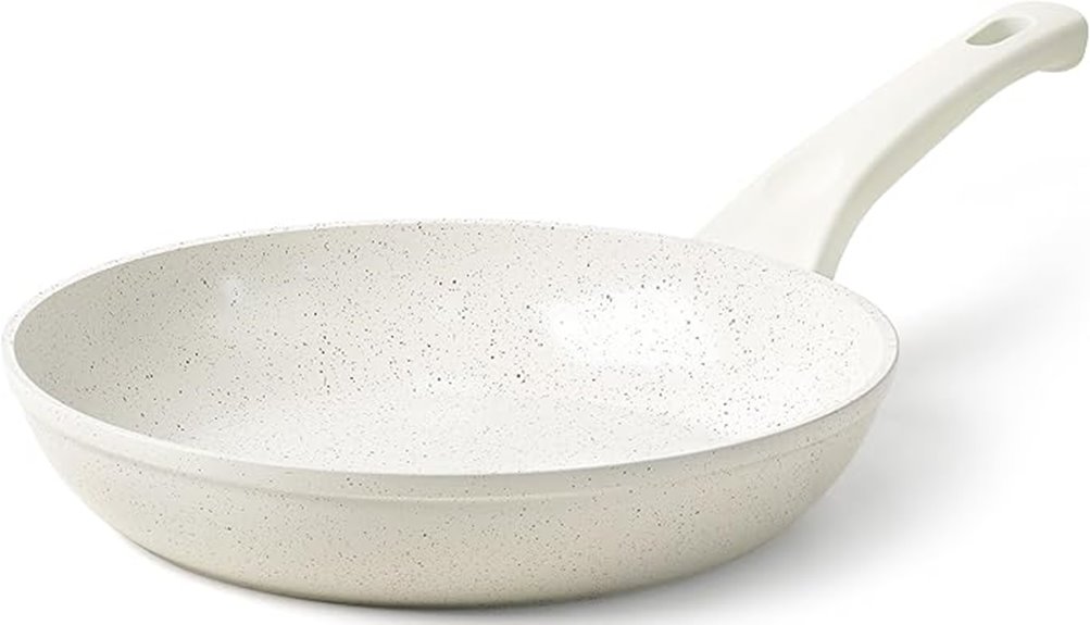 small white non stick skillet