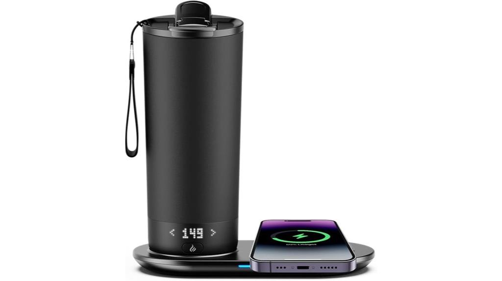 smart black heated mug