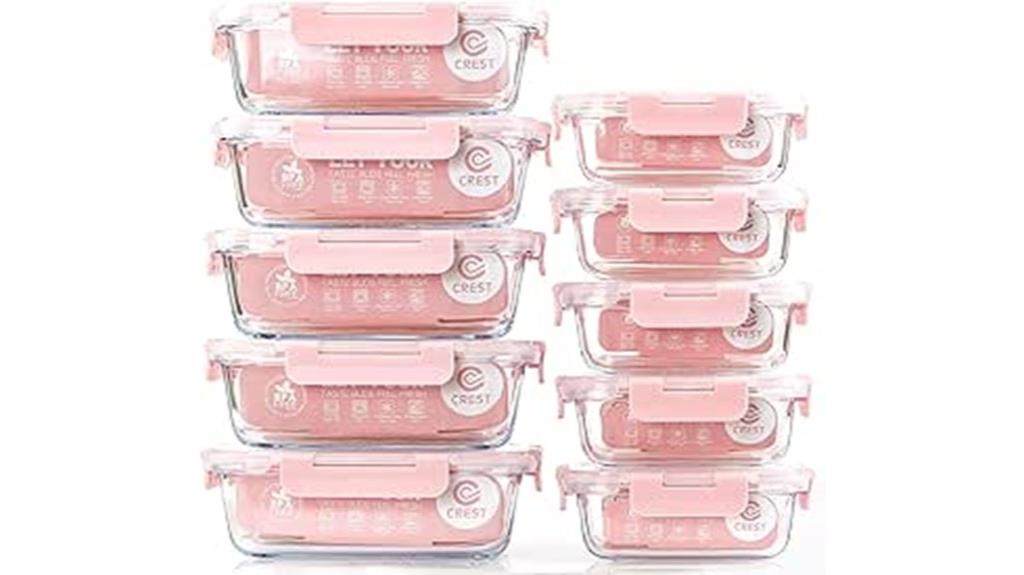 ten glass meal containers