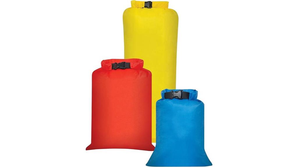 three durable waterproof sacks