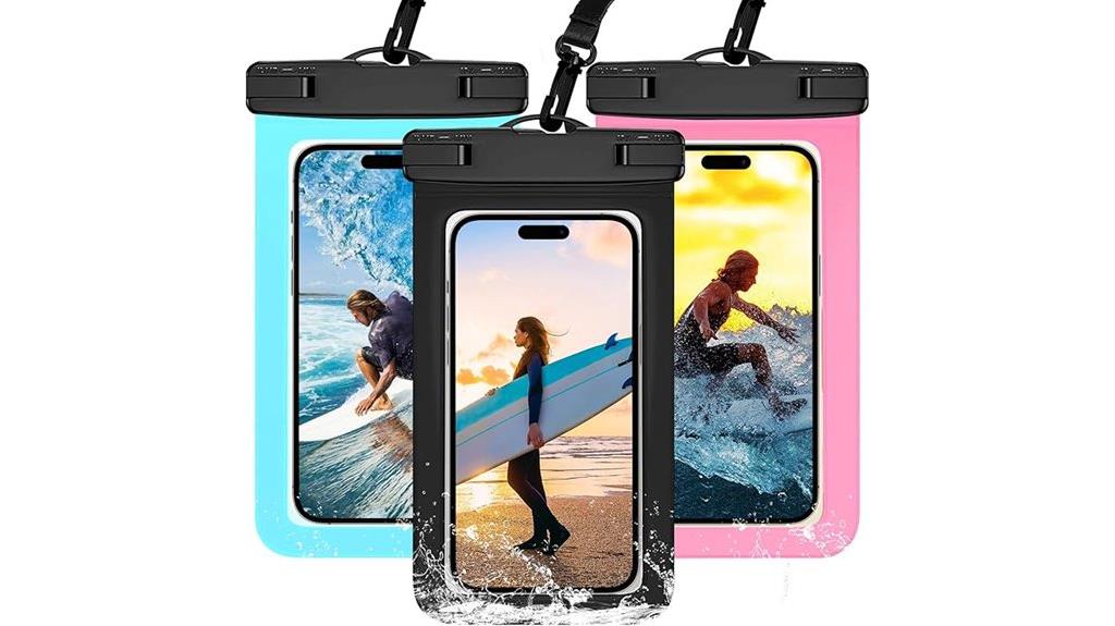 triple waterproof phone pouches