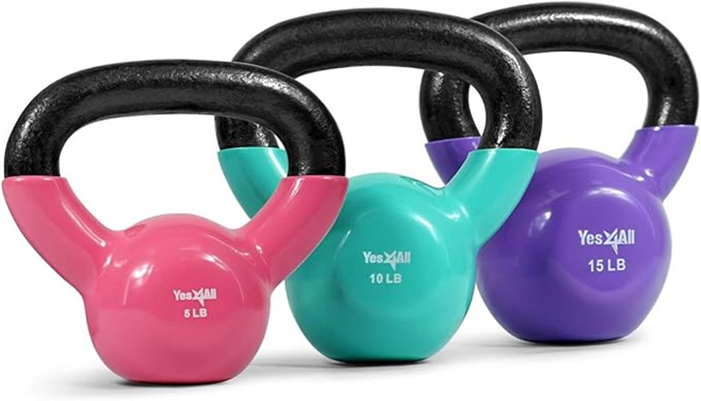 vinyl coated kettlebells set