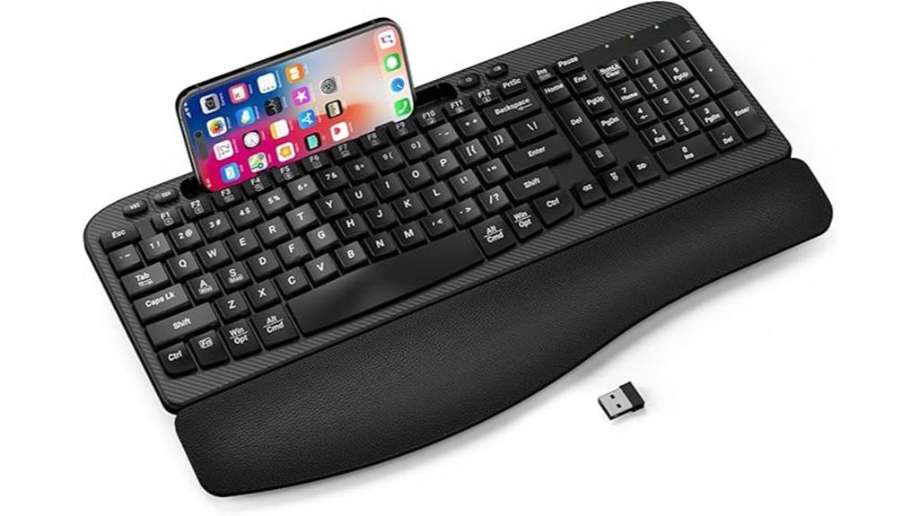 wireless ergonomic keyboard with wrist rest
