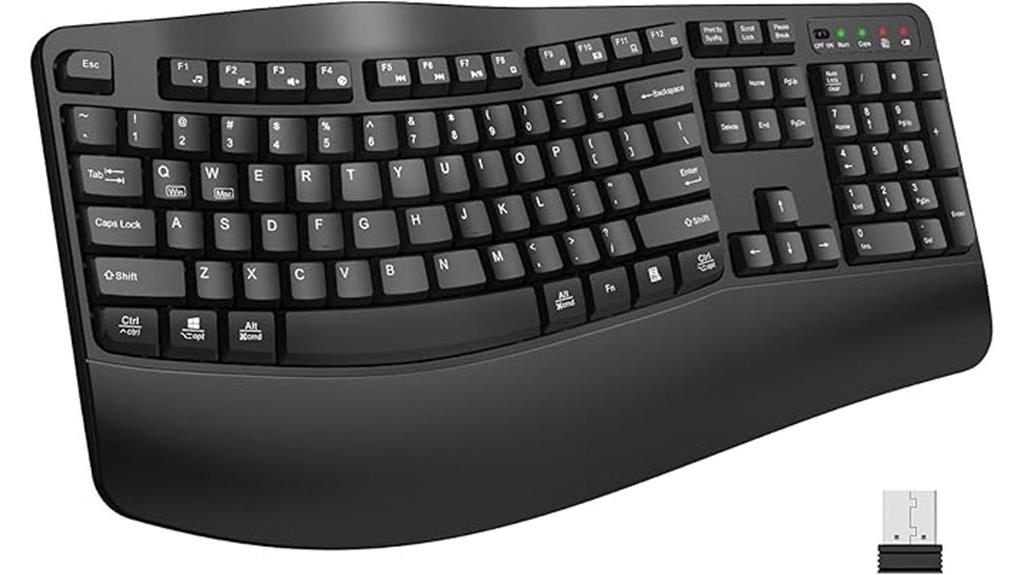 wireless ergonomic keyboard with wrist rest