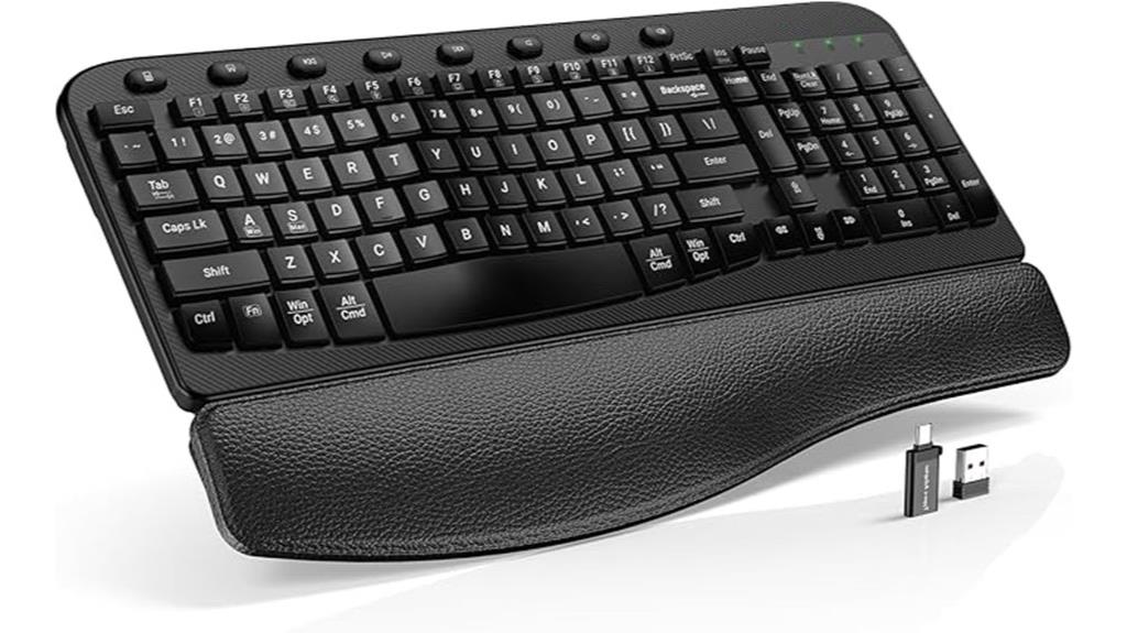wireless ergonomic keyboard with wrist rest
