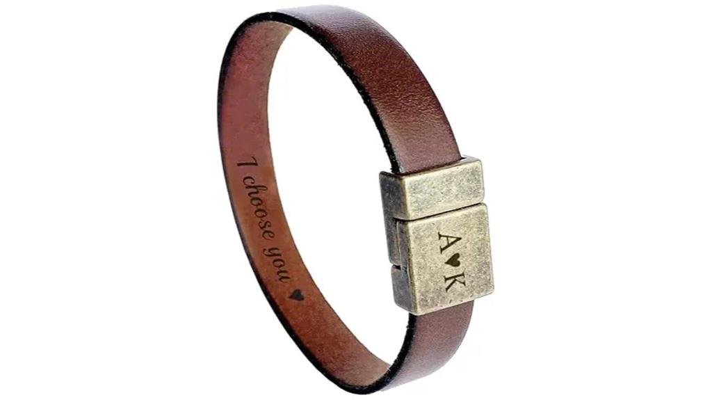 custom leather message bracelet