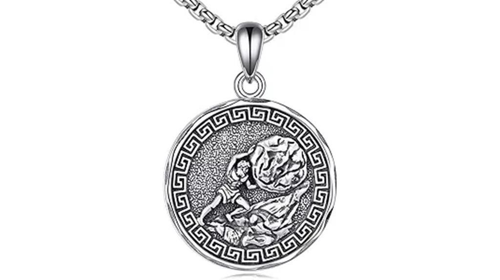 greek protector silver necklace