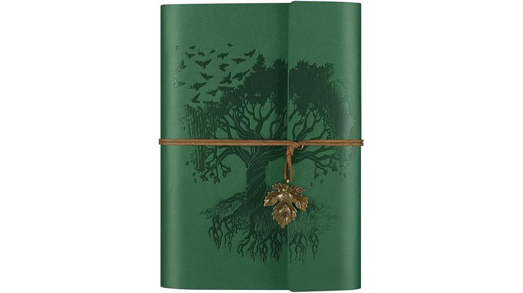 green pu leather notebook