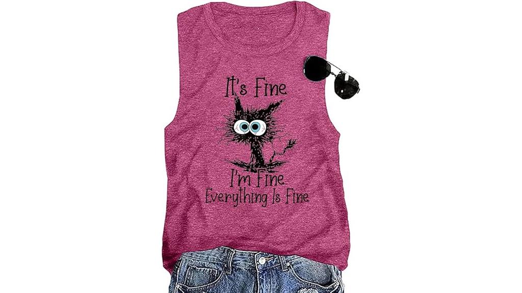 humorous cat tank top