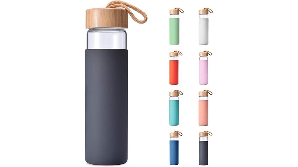 large glass water bottle
