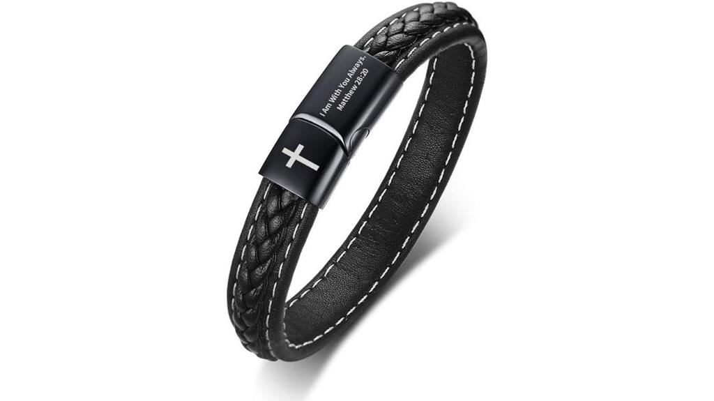 leather bible cross bracelet