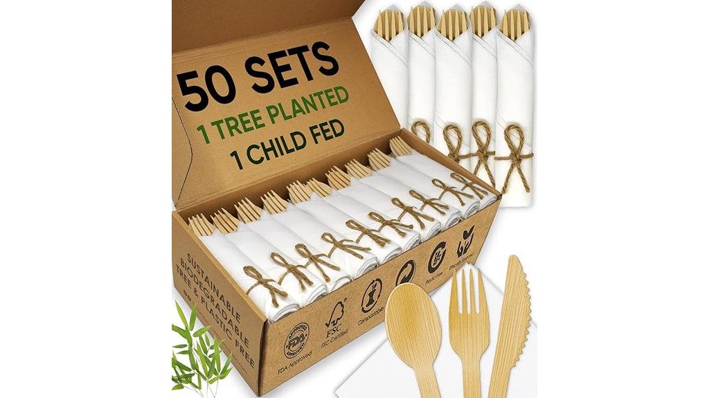premium napkin and bamboo cutlery