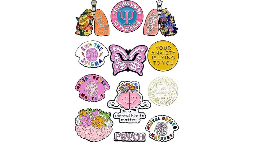 set of 12 mental health pins