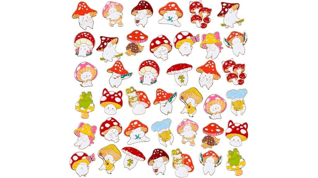 set of 40 mushroom pins