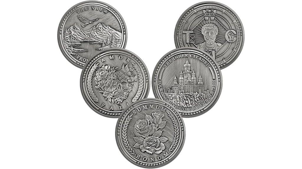 set of five challenge coins