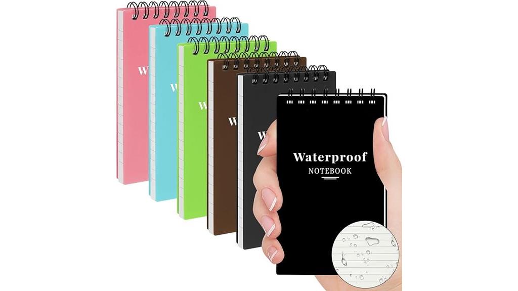 six waterproof pocket notebooks