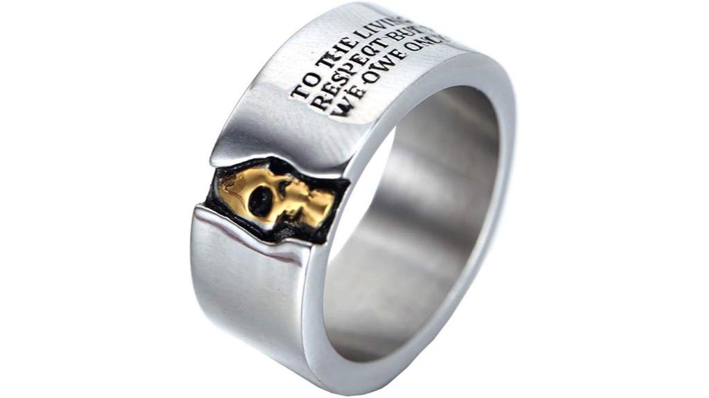 skull biker engraved ring