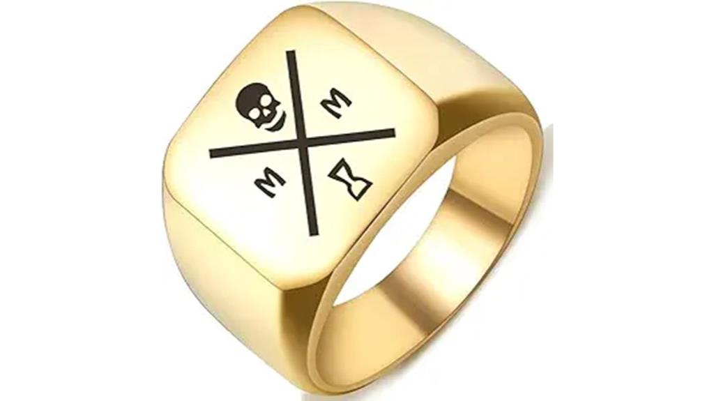 skull engraved memento ring