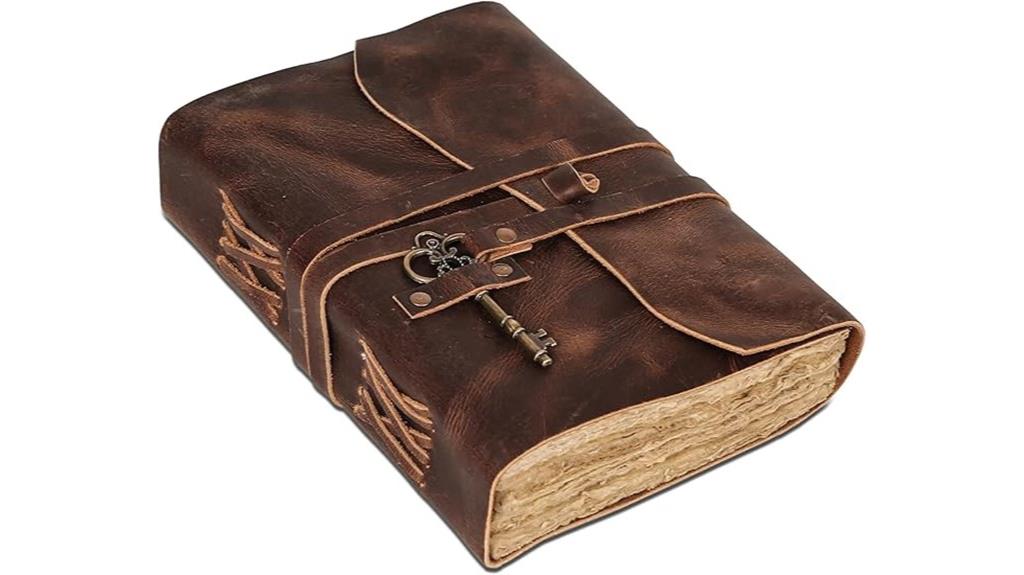 vintage leather journal with deckle edge paper