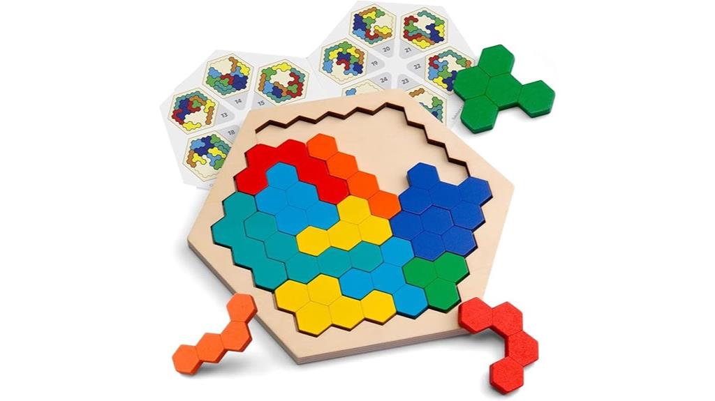 wooden hexagon puzzle set