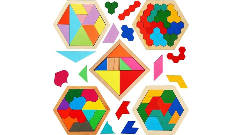 wooden tangram puzzle set