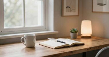 serene organized workspace environment